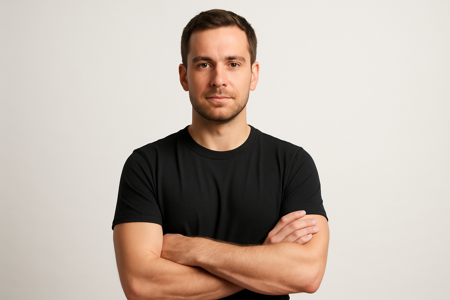 Confident pose with arms crossed
