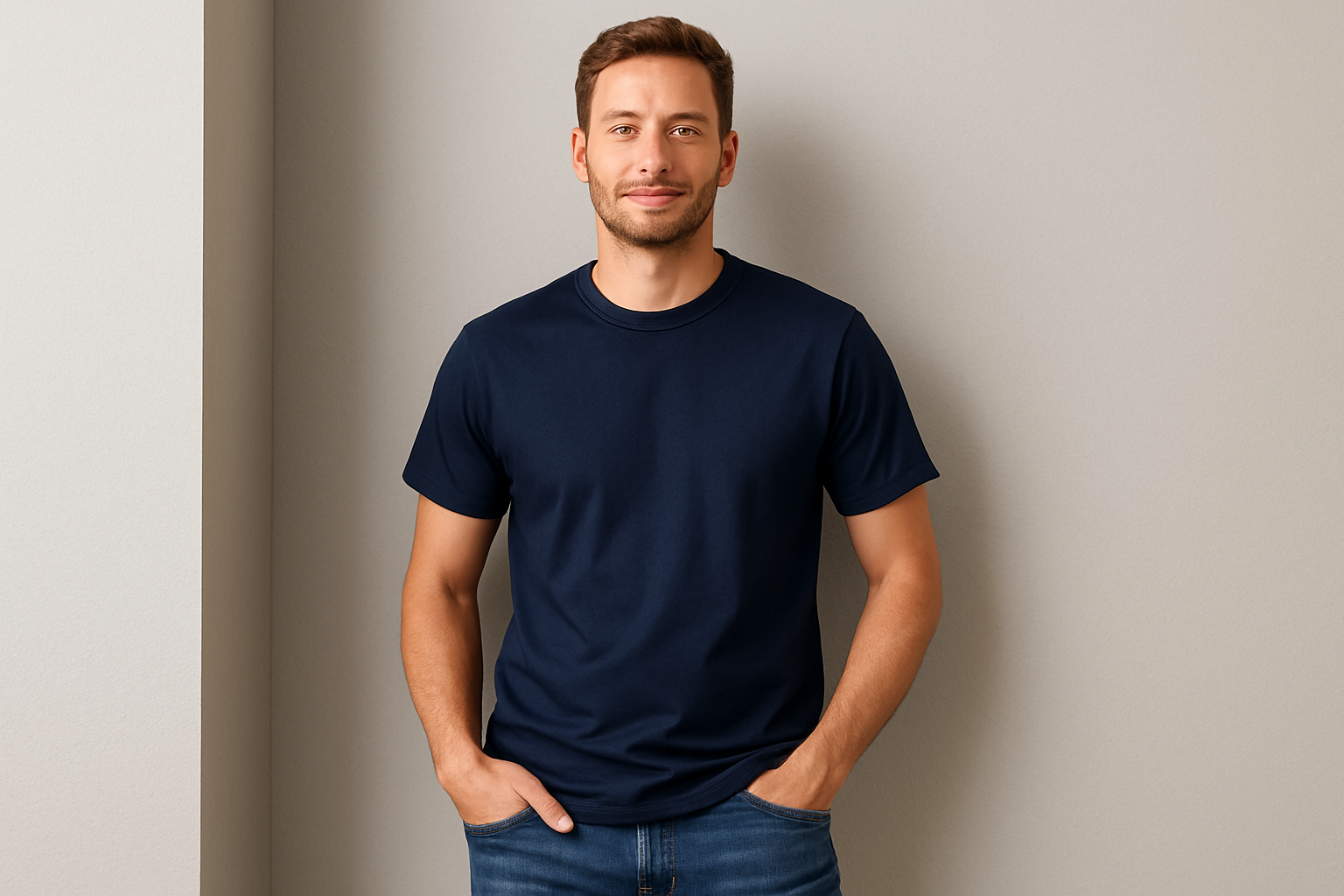 Person leaning with one hand in pocket