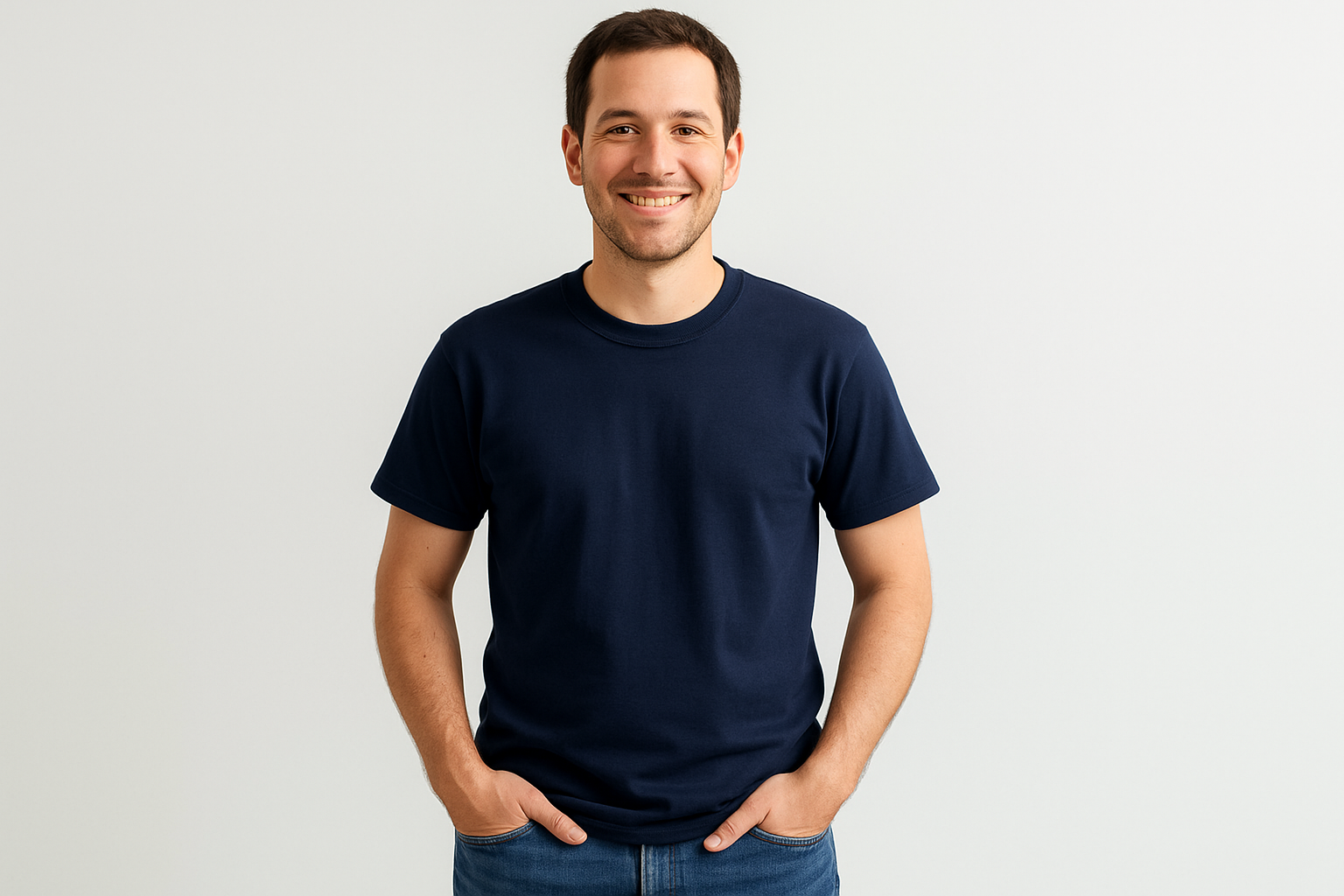 Person with both hands in front pockets