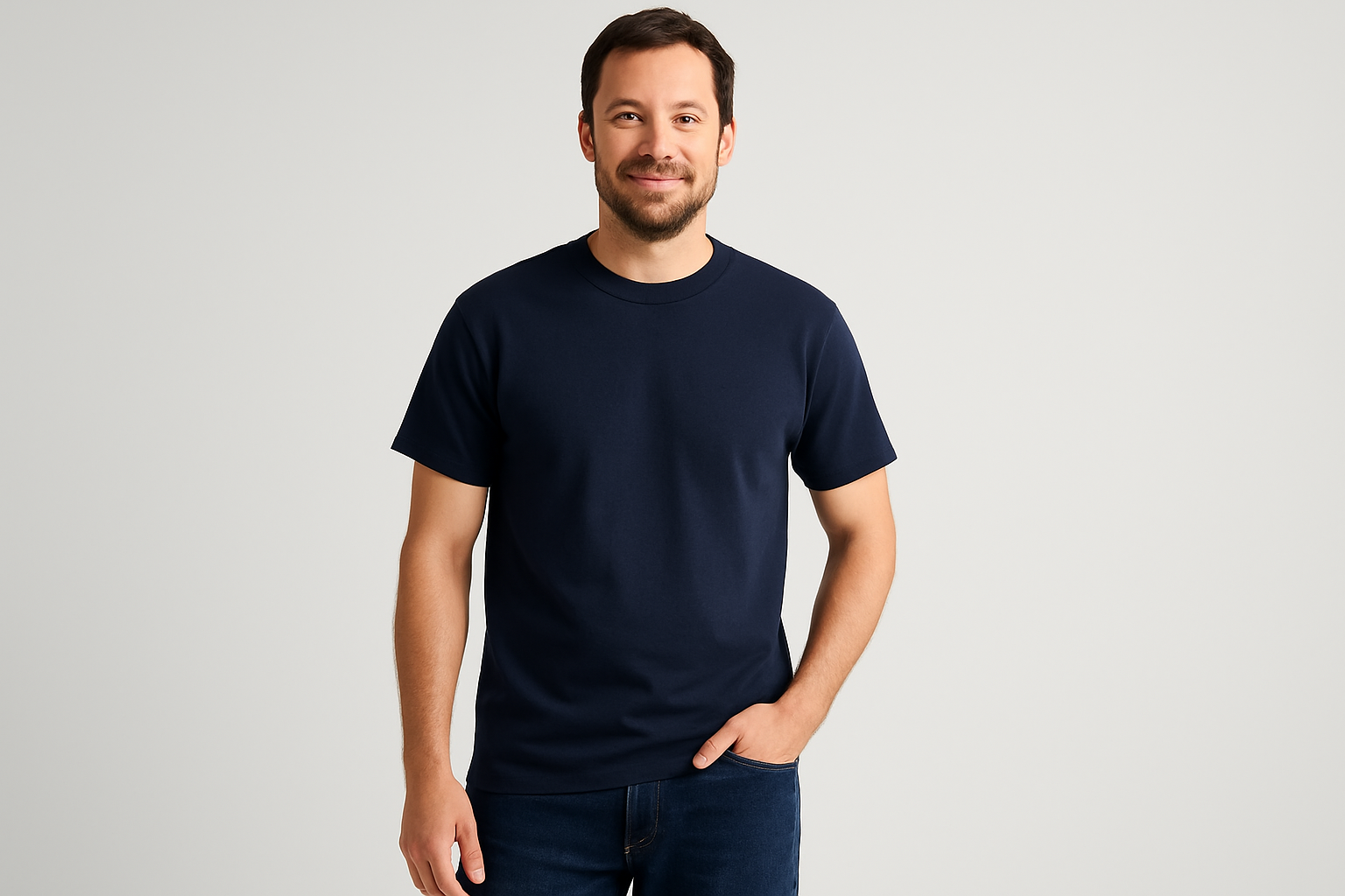 Person with one hand in side pocket